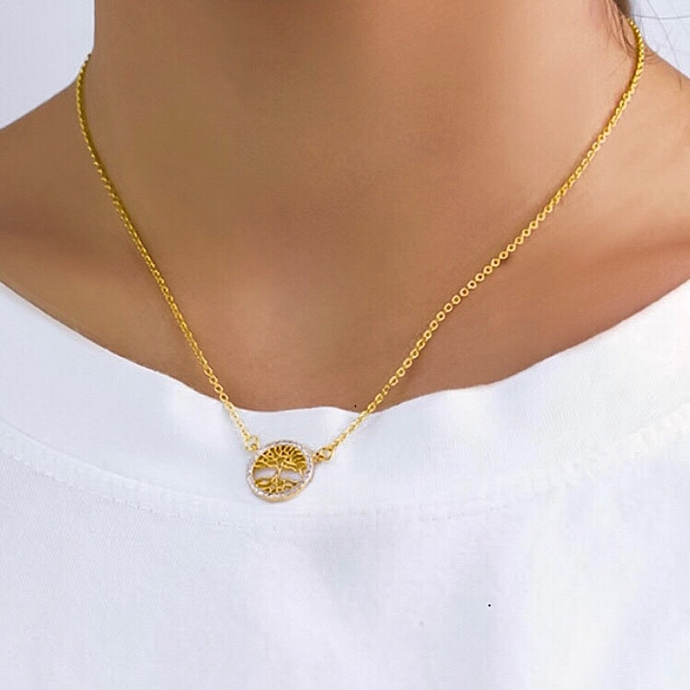 ⚜️𝟯𝟬%𝗢𝗙𝗙 𝗯𝘂𝗻𝗱𝗹𝗲𝘀 𝟯+⚜️ NEW CZ Tree of Life Charm Classic Necklace - Picture 3 of 12
